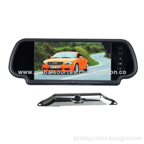 Car rear view system with 7.0" panel mirror monitor and license plate camera for all kind of carNew